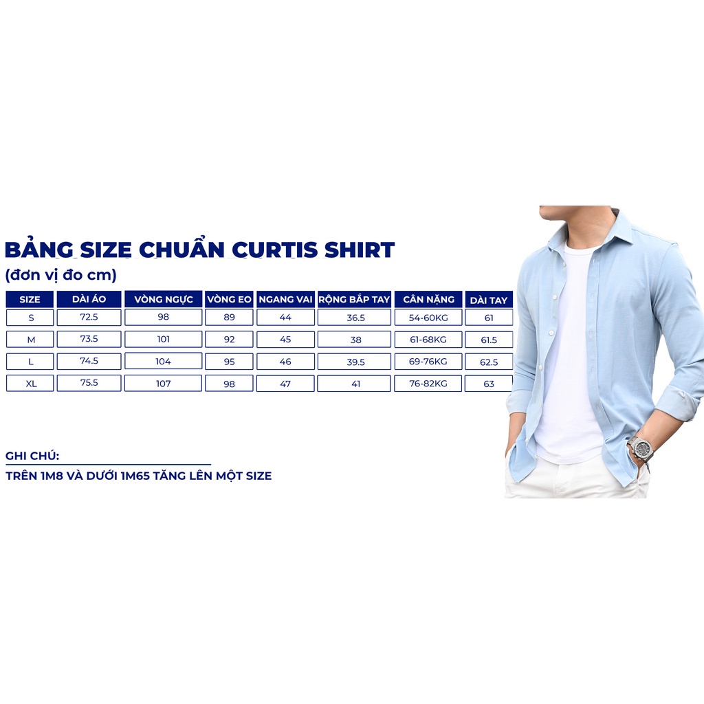Áo sơ mi nam dài Curtis Shirt chất liệu mềm mịn, thấm hút mồ hôi tốt GM THE GMEN ELEGANT EST 2017