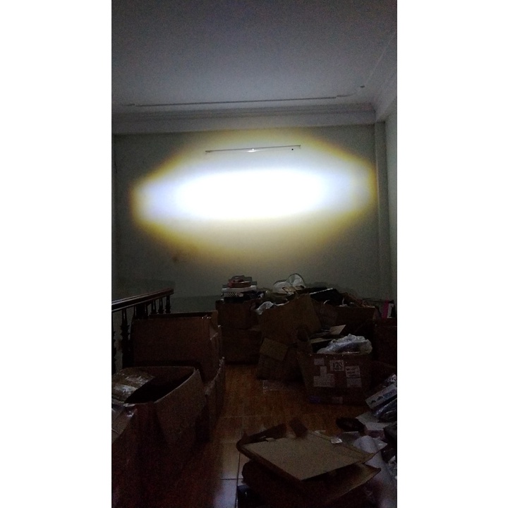 Đèn pha Led bi cầu đuôi công tản nhiệt MA Racing cốt vàng pha trắng