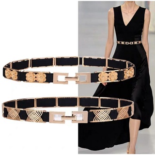 Thắt lưng nữ hoa hồng dây nịt nữ dây lưng nữ thời trang Hàn Quốc Elastic gold belt