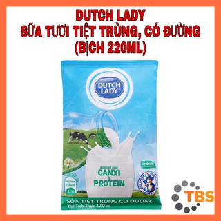 Sữa tươi tiệt trùng dutch lady có đường, bịch 220ml