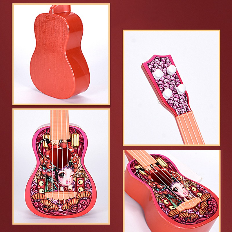 Đàn Ukulele Mini Họa Tiết Trung Hoa Cổ Dễ Thương Cho Bé Giải Trí -Phát Triển Năng Khiếu Âm Nhạc