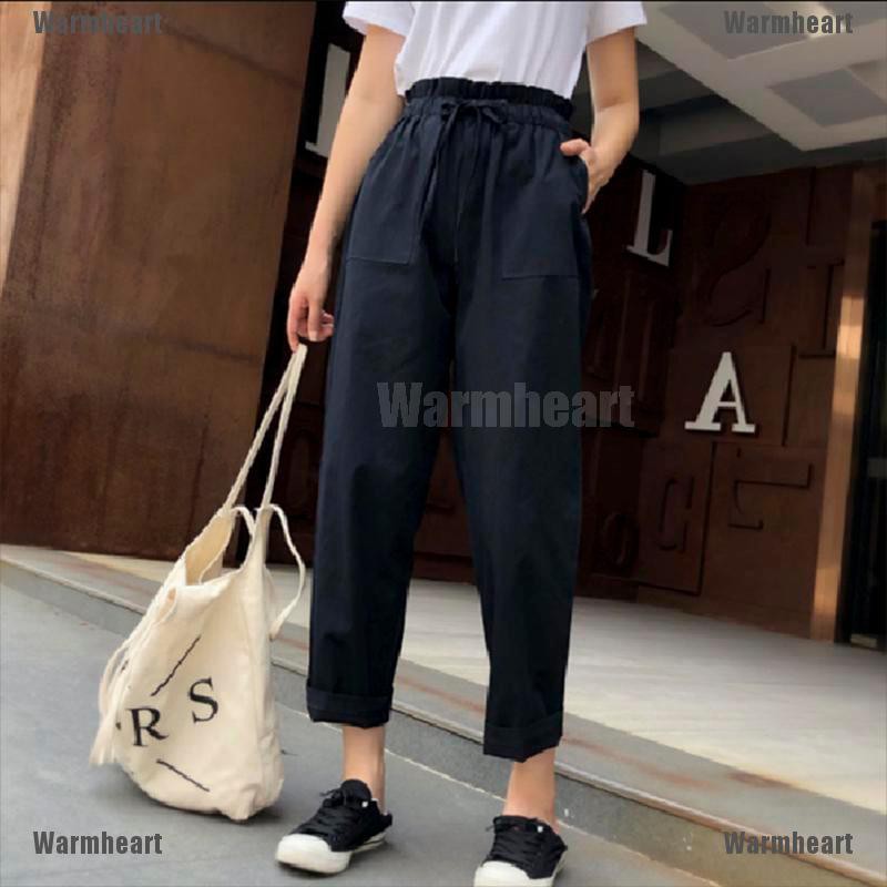 Warmheart Women Cotton Elastic Waist Loose Wide Leg Pants Long Trousers Palazo Linen | BigBuy360 - bigbuy360.vn