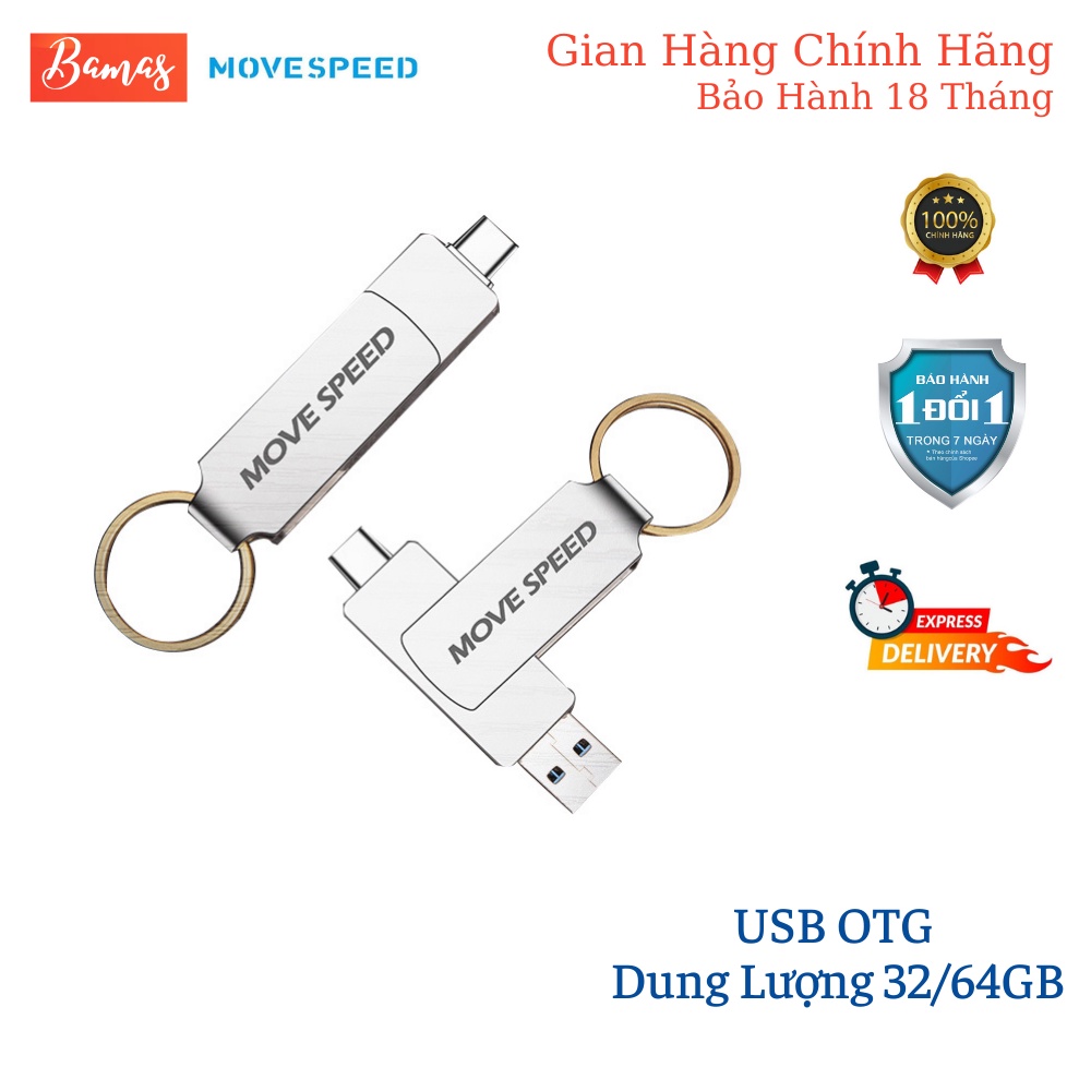 [Mã BMBAU50 giảm 7% đơn 99K] USB OTG 2 in 1 - USB 32GB/64GB MOVESPEED C90b - Truyền Dữ Liệu Tốc Độ Cao 1550Mb/s