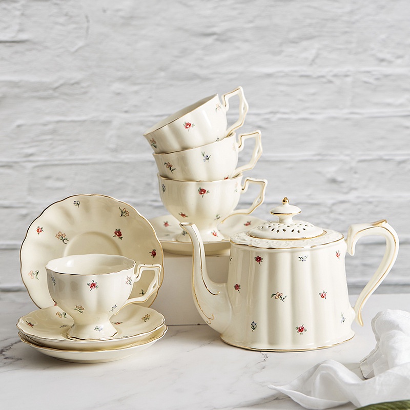 Bộ Tách Trà Bằng Gốm Sứ Phong Cách retro Châu Âu