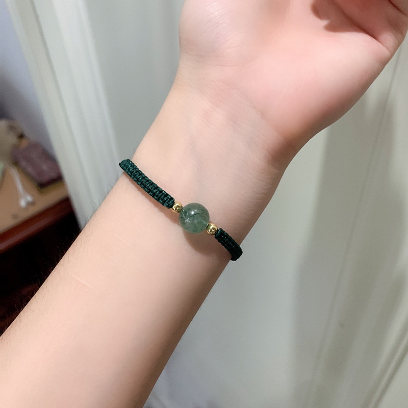 Vòng tay sợi dệt màu đỏ hạt pha lê may mắn