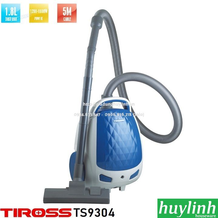 [Mã ELHAMS5 giảm 6% đơn 300K] Máy hút bụi Tiross TS9304 - 1.8 lít - 1600W - Malaysia