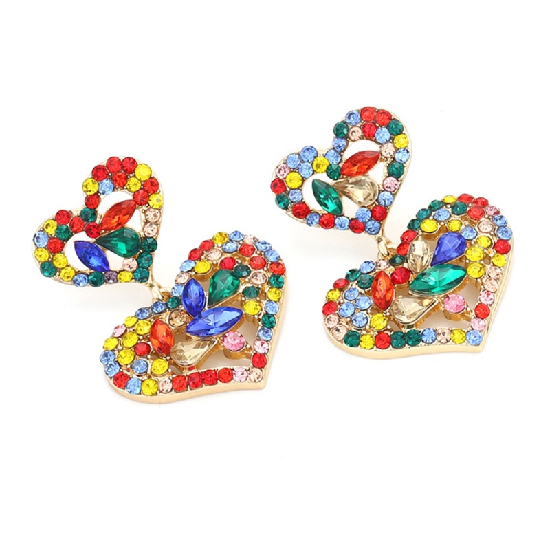 Đôi Bông Tai Hình Trái Tim Đính Đá Thời Trang