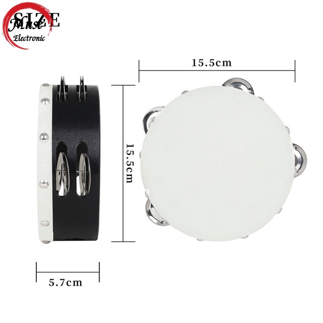Set 2 Trống Lục Lạc Hai Hàng Kích Thước 6 Inch 8 Inch Bằng Gỗ Dùng Dạy Nhạc Cho Trẻ Mẫu Giáo