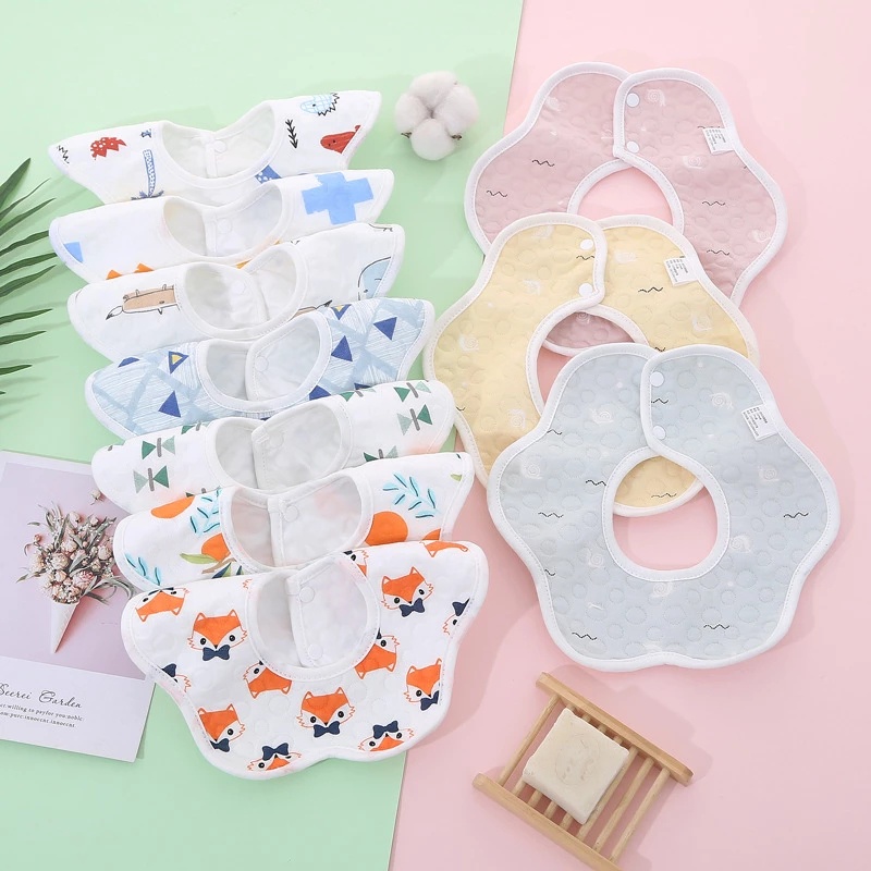1 Yếm Ăn Mềm Mại Xoay 360 Độ Họa Tiết Hoạt Hình Đáng Yêu Cho Bé Sơ Sinh/6 Lớp