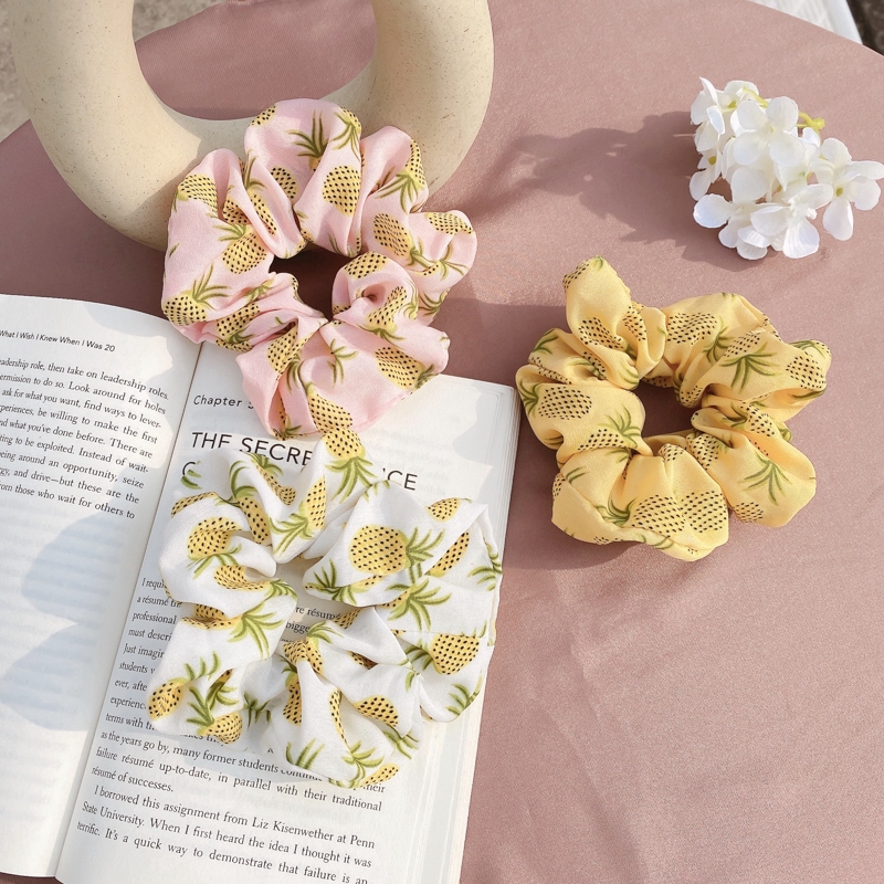 Dây buộc tóc WE FLOWER co giãn họa tiết trái dứa thời trang cho nữ