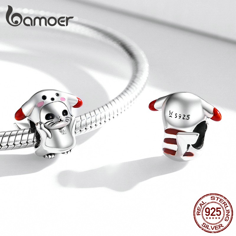 Hạt Bamoer Scc2008 làm từ bạc 925 hình động vật dễ thương phù hợp làm vòng tay DIY