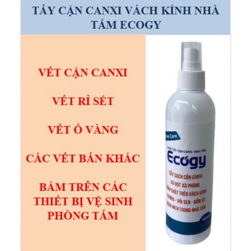 Chất tẩy cặn canxi, vết rỉ sắt, vết ố vàng và các vết bẩn cứng đầu trên vách kính nhà tắm