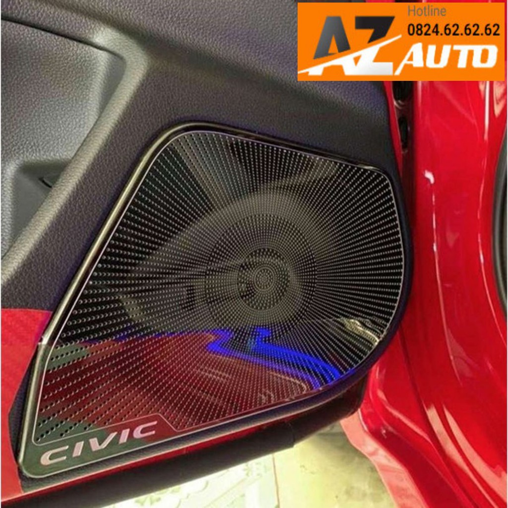 Ốp màng loa cánh cửa Honda Civic 2019-2021 titan vân xước cao cấp -ABF- Auto