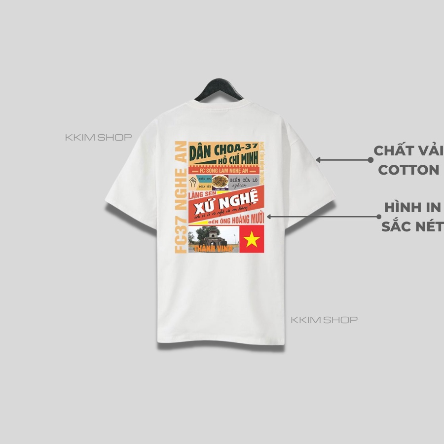 Áo thun tay lỡ NGHỆ AN, Áo phông 63 tỉnh thành Form rộng oversize, chất liệu Cotton KKIMSHOP
