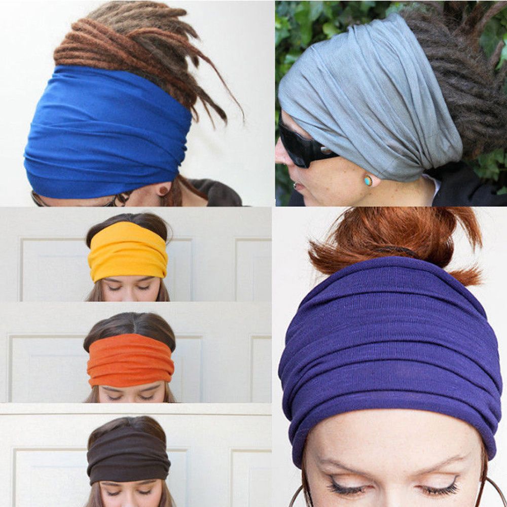 Băng Đô Turban Bản Rộng Co Giãn Phong Cách Boho Thời Trang Cho Nữ