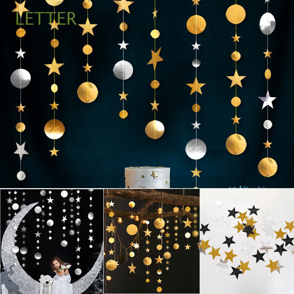 Dây treo hình mặt trăng và ngôi sao 4m dùng trang trí đám cưới đám tiệc
