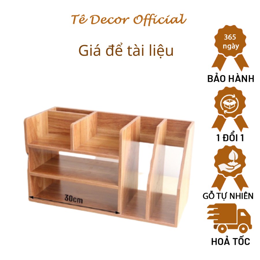 Kệ gỗ để hồ sơ văn phòng tiện lợi Tee Decor - Kệ sách để bàn mini gỗ MDF chống ẩm cao cấp, trang trí văn phòng- Bh 1 năm