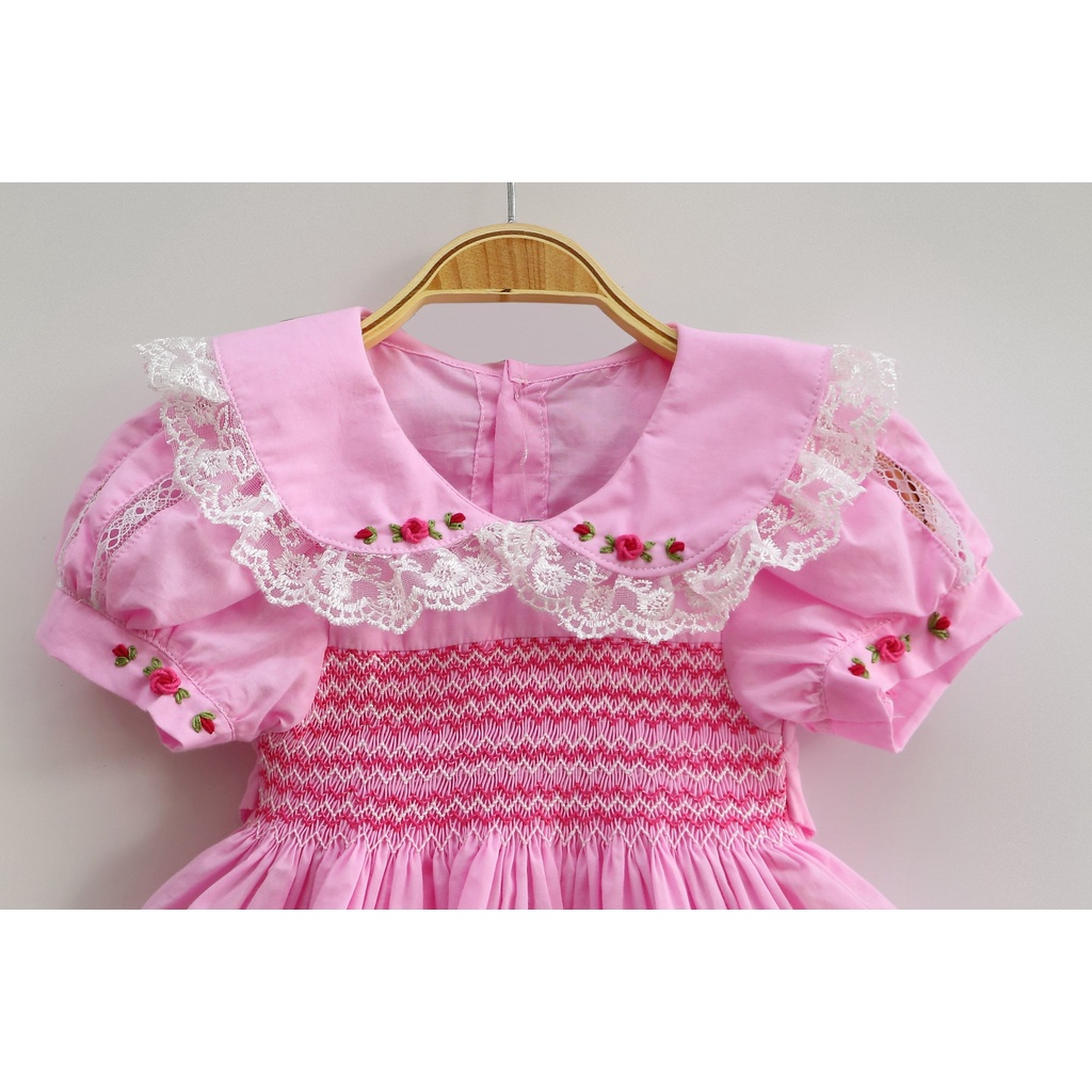 ĐẦM SMOCK CỔ SEN HỒNG TÍM