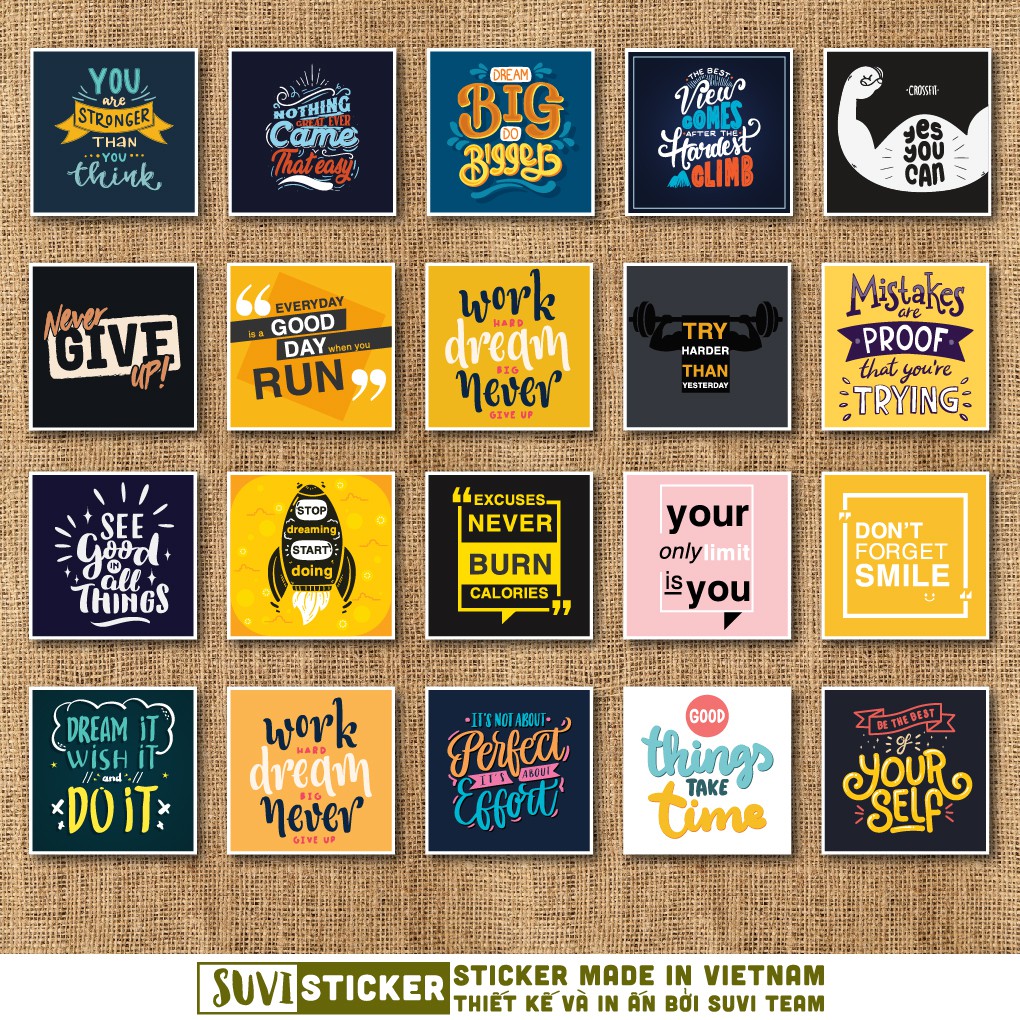 50 Sticker dán laptop Động lực chống nước sticker dán laptop, điện thoại, đàn guitar, mũ bảo hiểm. MSP: M03