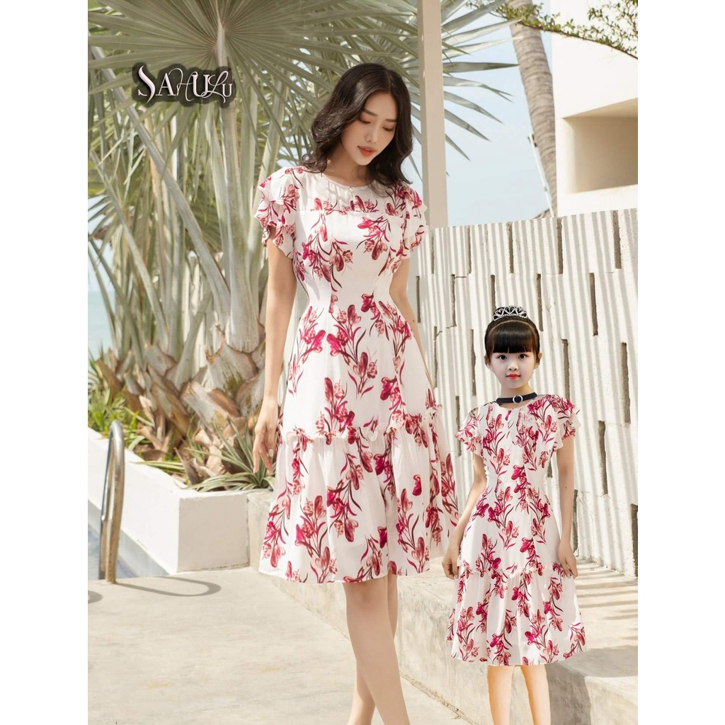 Set Đầm lá đỏ lụa tuyết thiết kế sang trọng, nổi bật độc quyền nhà SAHULU