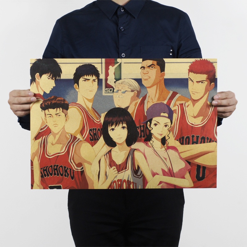 Poster Bóng Rổ SLAM DUNK Phong Cách Vintage Cổ Điển Kích Cỡ 52 x 36 cm Giấy Kraft Cao Cấp