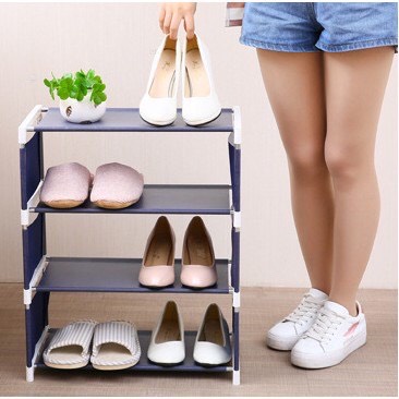 Giá để giày dép 5 tầng Hàn Quốc/Kệ để giày dép đa năng thanh Inox, giá vải dễ dàng lắp ghép
