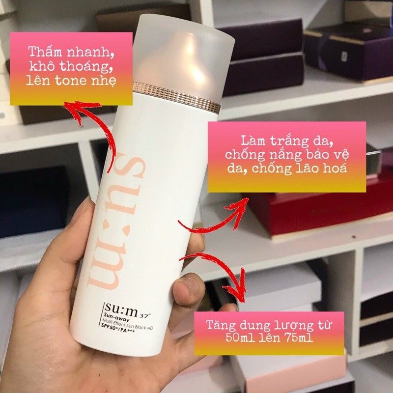 100ml] Set kem chống năng sum Sun Away Multi/ Cooling Effect Sun Block SPF 50 /PA +++ Su:m37 nội địa