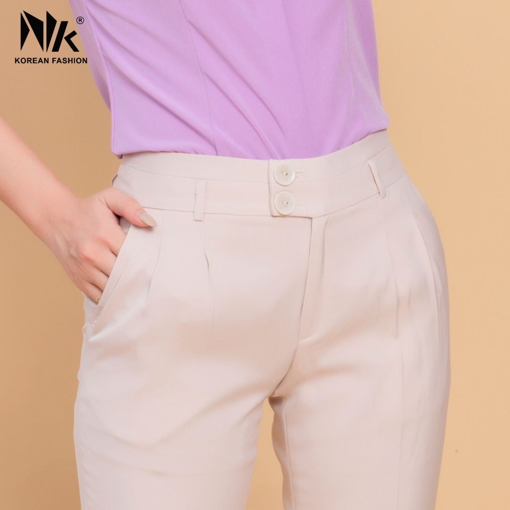 Quần Tây Nữ Công Sở NK Fashion Dáng Baggy Cạp Cúc Cao, Chất Liệu Nhập Hàn Mềm Mịn Chống Nhăn Xù NKQU2011002