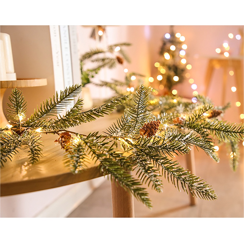 Dây đèn LED giả mây xanh lá treo tường trang trí giáng sinh