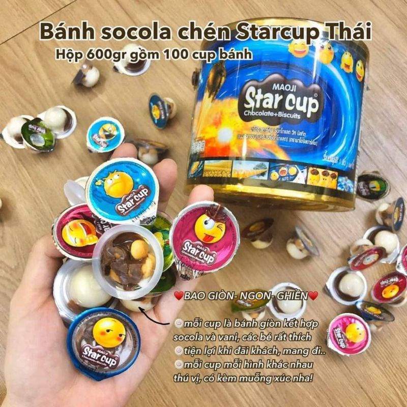 BÁNH QUY SOCOLA VIÊN STAR CUP THÁI LAN XÔ 100 CỐC - Lùn Con Food