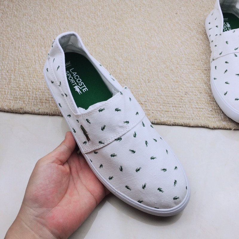 giầy lười hoạ tiết nhẹ nhàng sang chảnh lacoste