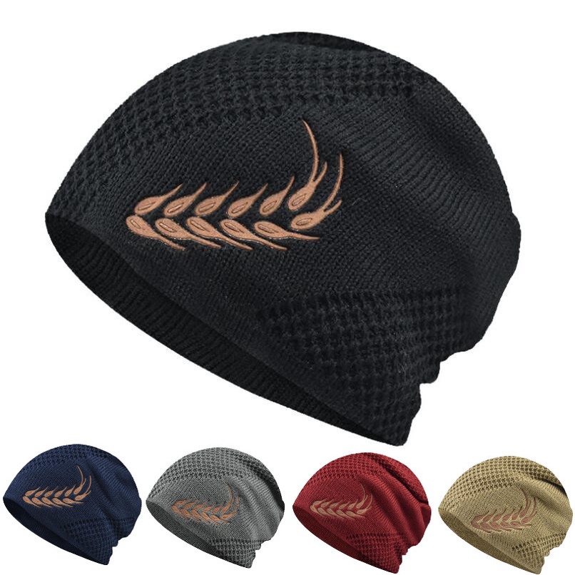 Mũ Beanie Dệt Kim In Logo Lúa Mì Thời Trang Mùa Đông Cho Nam Và Nữ