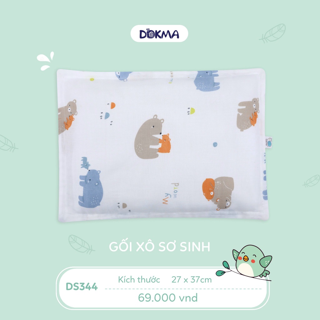 [QUÀ 20K]Gối Xô Sơ Sinh Dokma 100% Sợi Organic Cotton Thấm Hút Mồ Hôi Kích Thước 27x37cm,Tặng Vòng Dâu Trị Giá 20k.