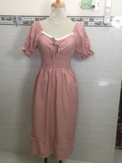 đầm kate lụa cổ viền ren