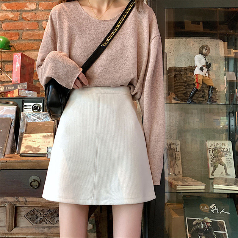 Chân Váy Dạ Corduroy Skirt Women's New Skirt Loose Temperament Short Skirt High Waist A-line Skirt | BigBuy360 - bigbuy360.vn