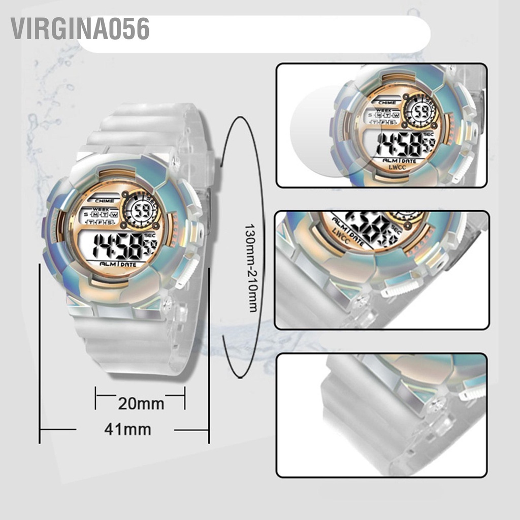 Đồng Hồ LED Thể Thao Điện Tử Đa Năng Chống Nước Trong Suốt Trọng Lượng Nhẹ Cho Nam Nữ