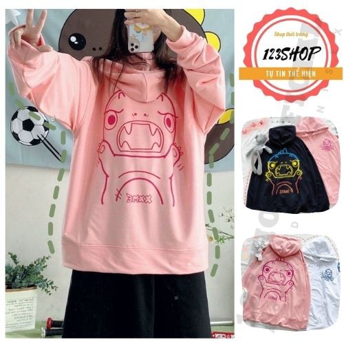 Áo Hoodie Chống Nắng 123SHOP dành cho Nam cho Nữ và Cặp Đôi in hình khủng long , Form rộng Unisex Ulzzang có 3 màu