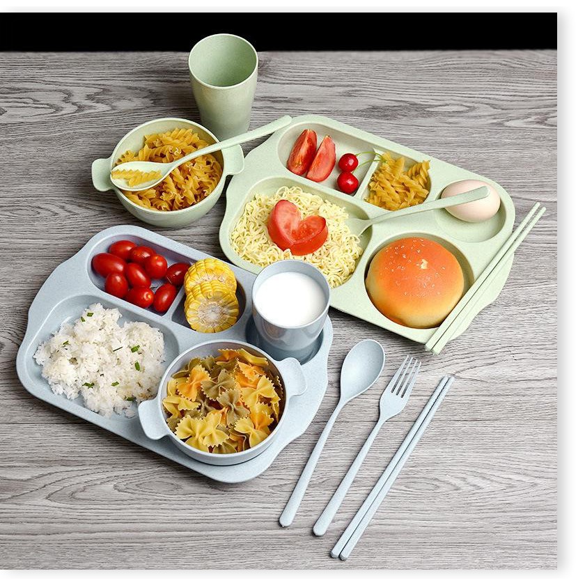 Khay ăn dặm ⛔GIÁ SỈ⛔  Bộ 6 món khay ăn dặm lúa mạch an toàn cho bé,tiện lợi, dễ dàng sử dụng, tiện lợi 5297