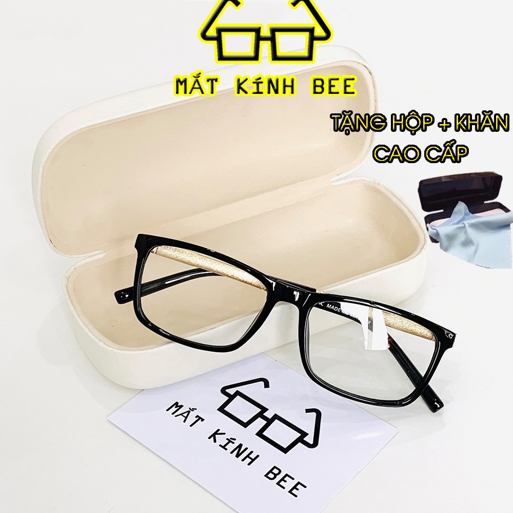 Mắt kính giả cận cao cấp gọng vuông thời trang chống bụi BEE242 tặng hộp + khăn