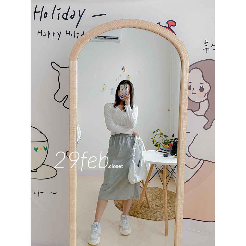 Chân váy cotton suông xẻ sau (Ảnh thật)