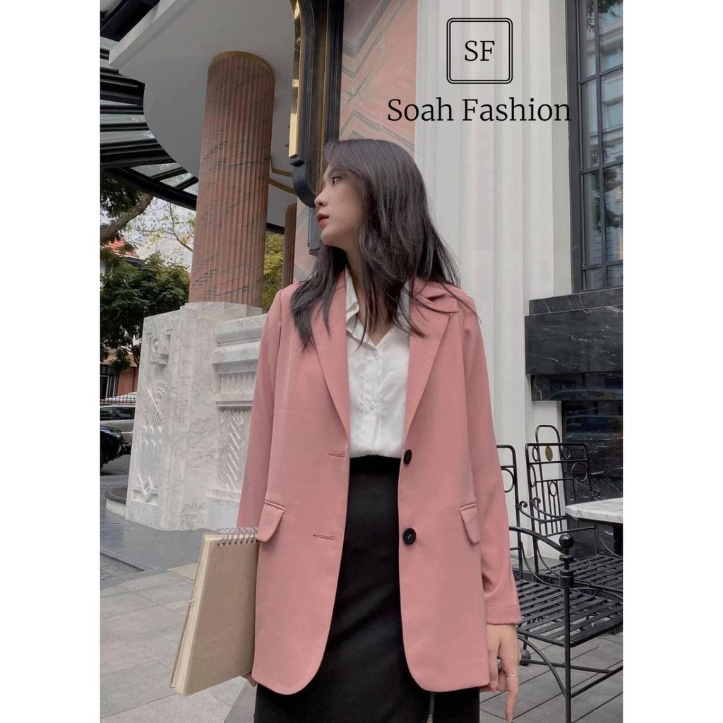 Áo Khoác Blazer màu Hồng Baby Nút Đen ❤️ Áo Khoác Nữ tay dài dạo phố , áo blazer nữ hàn quốc thiết kế siêu đẹp TN1337