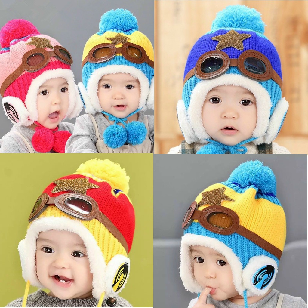Mũ Len Lông Cừu Phi Công Cho Bé Trai Bé Gái