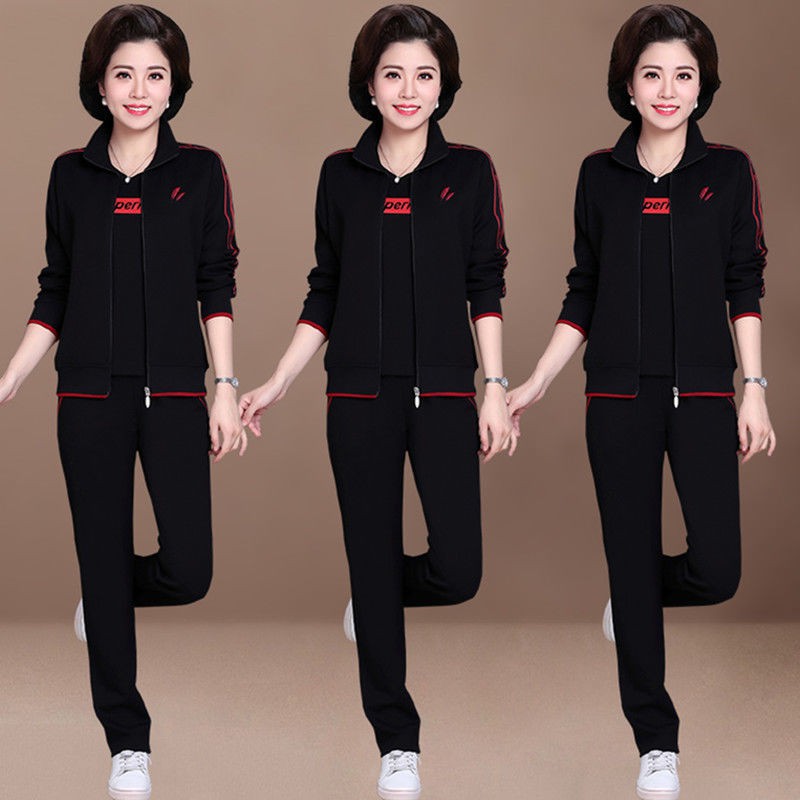 Bà mẹ trung niên và cao tuổi bộ đồ thể thao nữ 40 50 ba mảnh mùa xuân thu 2021 Áo khoác kiểu phương Tây giản dị [ | BigBuy360 - bigbuy360.vn