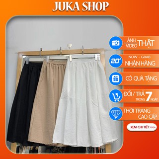 Chân váy đũi trơn 3 màu Freesize - Chân váy dài Juka Shop