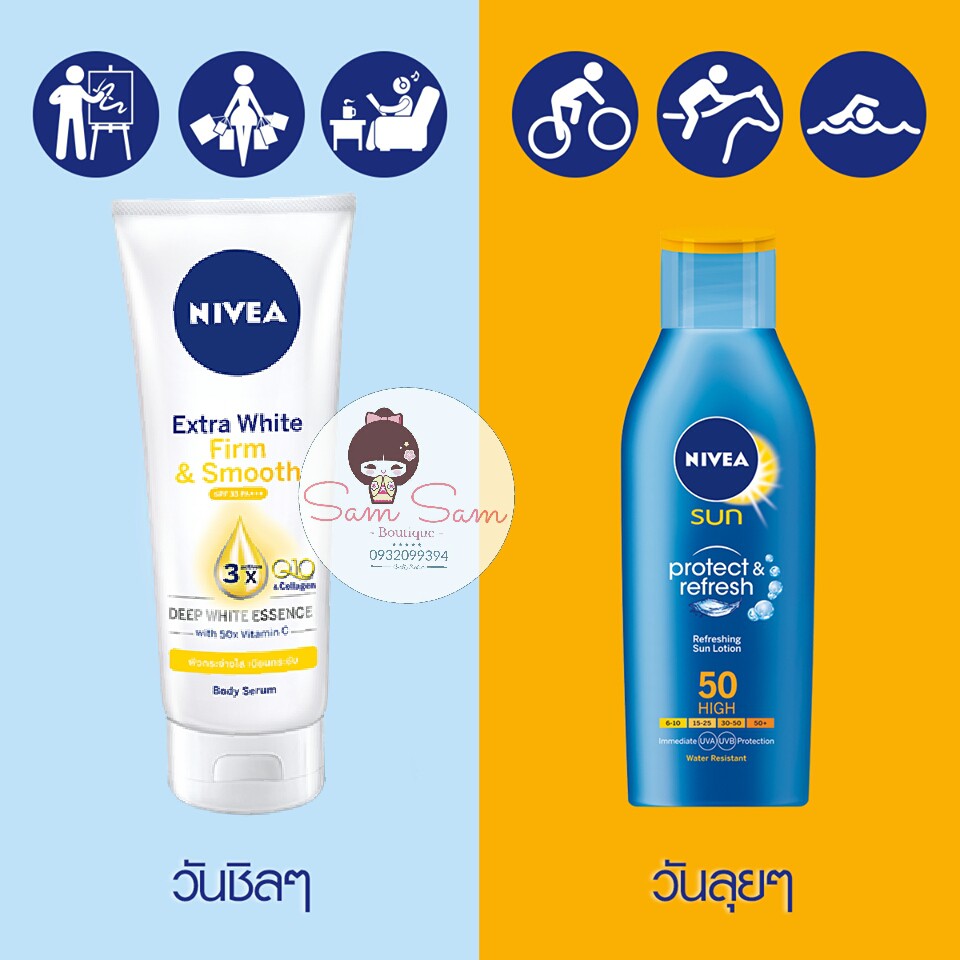 Body Serum Dưỡng Sáng Da NIVEA Extra White Firm và Smooth Skin Serum SPF33 320ml