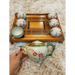 COMBO BỘ ẤM CHÉN GỐC CÂY + KHAY NHỰA