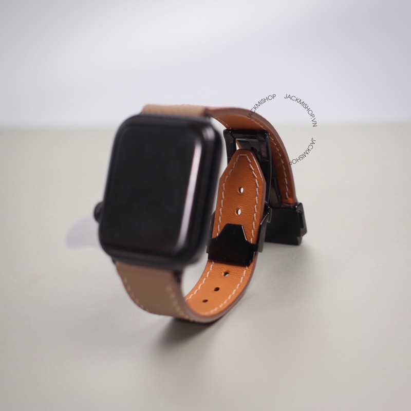 [DÂY DA THẬT] DÂY DA BÊ EPSOM MAY TAY THỦ CÔNG MÀU NÂU TÂY KHÓA HUBLOT CHO APPLE WATCH SERIES 1=&gt;6 (BẢO HÀNH 1 NĂM)