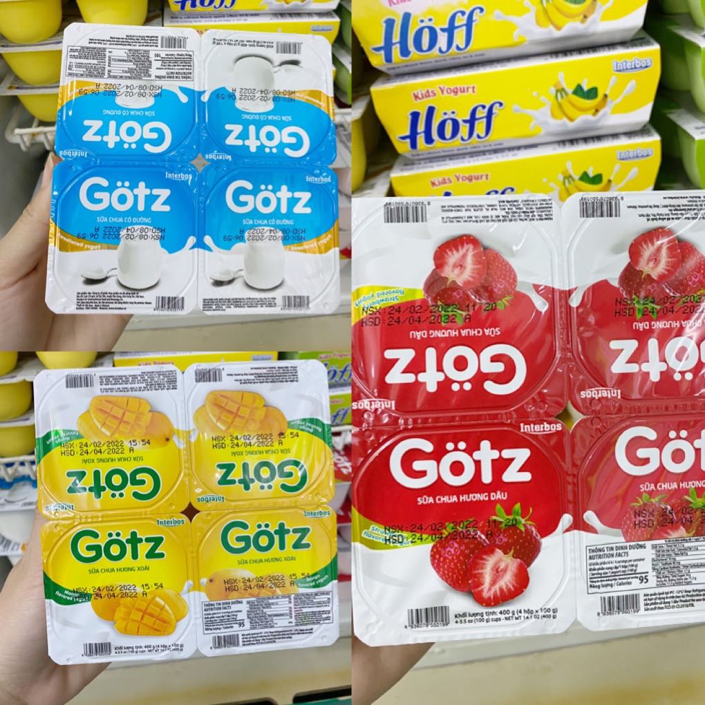 sữa chua gotz người lớn đủ 3 vị ( xoài,dâu,nguyên chất)