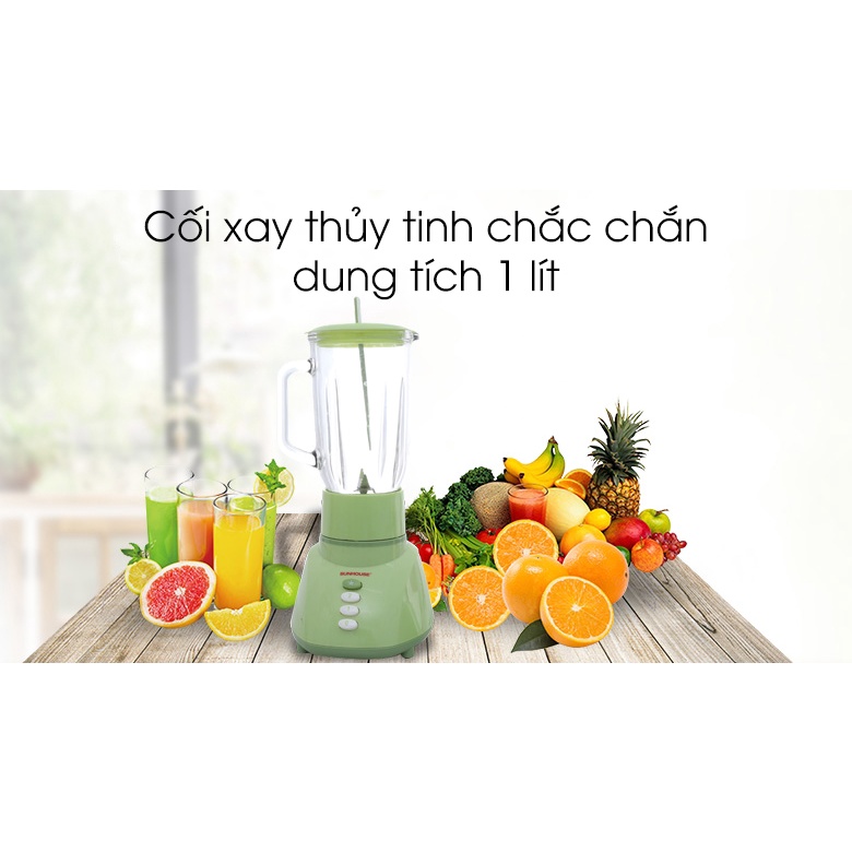 Máy xay sinh tố Sunhouse SHD5112 tặng kèm 2 cối thủy tinh công suất 350W dung tích 1 lít - Bảo hành 12 Tháng