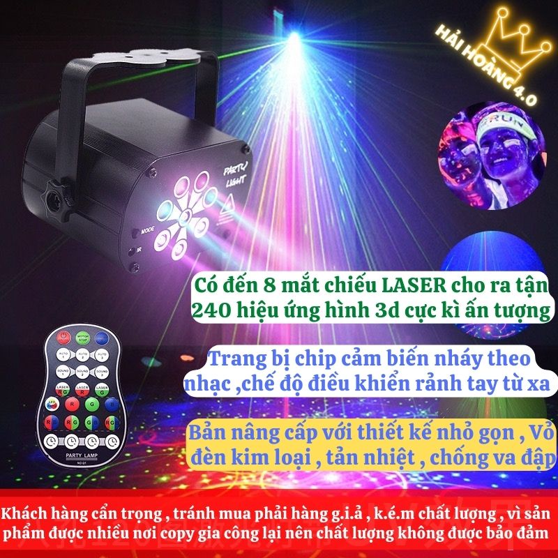 Đèn chiếu laser phòng bay cảm ứng nhạc - Đèn led sân khấu vũ trường karaoke hàng nhập cao cấp